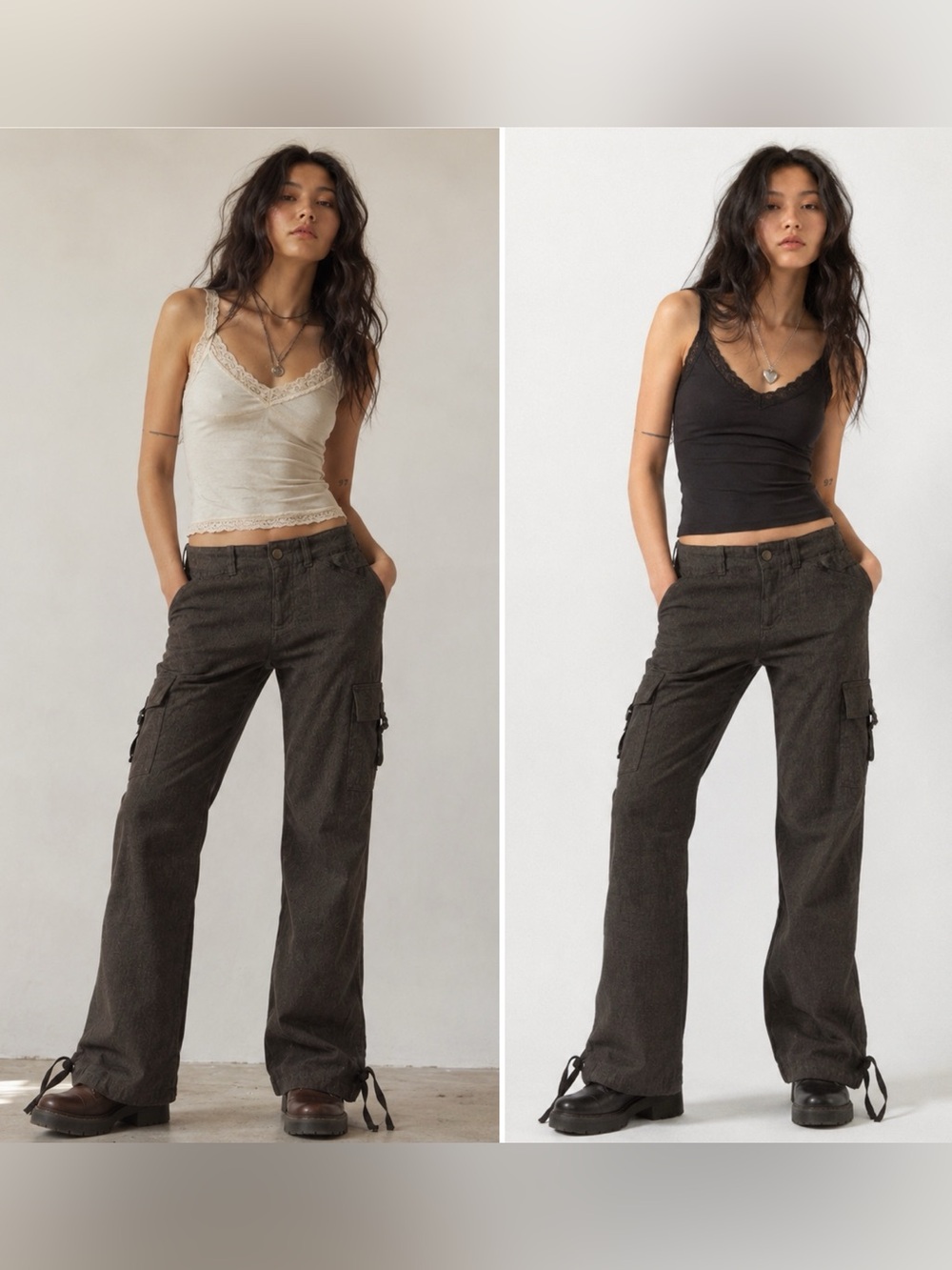 Vintage Express Women's 3-in-1 Wool Cargo Pants 4 Bootcut Brown 90s Y2K Grunge